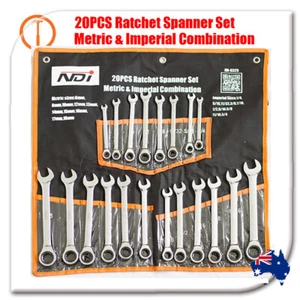 20 PCS NDI RATCHET SPANNERS SET METRIC IMPERIAL ND-0329 - Picture 1 of 3