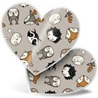 2 x Heart Stickers 15 cm - Cute Woodland Fox Hedgehog Owl Badger #44820