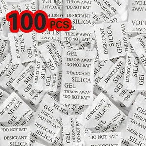 100PCS 2Gram Silica Gel Desiccant Packets Packs Non-Toxic Dehumidifier Food Safe - Picture 1 of 24