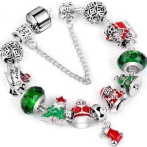 Silver Tone New in Bag Charm Bracelet Stocking Charm Christmas  - Imagen 1 de 9