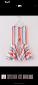Orange/Blue Striped Bell Bottoms Size 7 - Picture 1 of 1