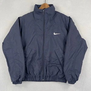 Nike Jacket Windbreaker Youth M 6-10 Navy Blue Full Full Zip Lined Swoosh Nylon - Picture 1 of 10