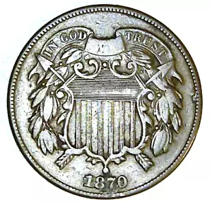 1870 US Two Cent Piece: Great Coin ~ Free Shipping (NA45) - Picture 1 of 2