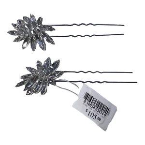 Set di due spille spose e forcine placcate argento emrata accessori matrimonio nuove - Foto 1 di 3