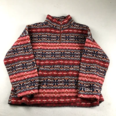 American Eagle Sweater Womens XL Red Aztec Striped Fleece 1/4 Zip Pullover - Image 1 of 4