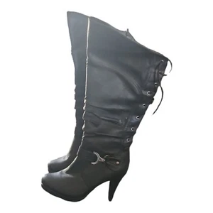 TOP Moda stivali donna eleganti tacco alto al ginocchio nero scamosciato taglia 7 - Foto 1 di 3