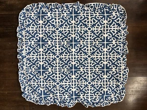 Blue And White Used Geometric Pattern Pillow Cover, Large - Picture 1 of 7