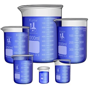 6 Pack Glass Lab Pyrex Beaker Set Measuring Cup 50/100/250/500/1000 ML - Picture 1 of 2