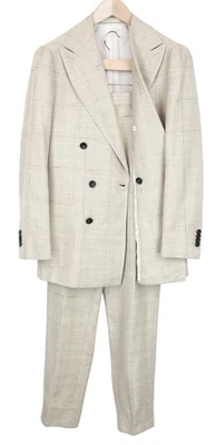 Traje para hombre SUITSUPPLY Havana UK36R beige a cuadros delgado 2 piezas lana seda mezcla de lino * Foto 1 de 4