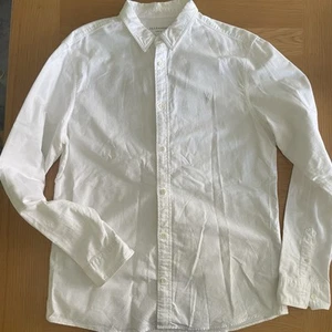 All Saints Huntington Shirt Large White Long Sleeve Heavy Cotton Casual Smart - Picture 1 of 8