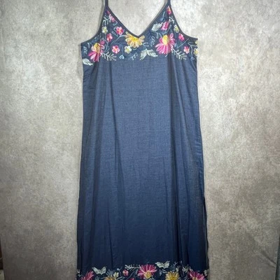 Karen Kane Maxi Dress Womens Large Blue Floral Embroidered Sleeveless Boho - Image 1 of 4
