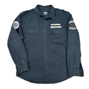 Vintage Harley Davidson Shirt XXL Embroidered Biker Mechanic Racing Military - Picture 1 of 9