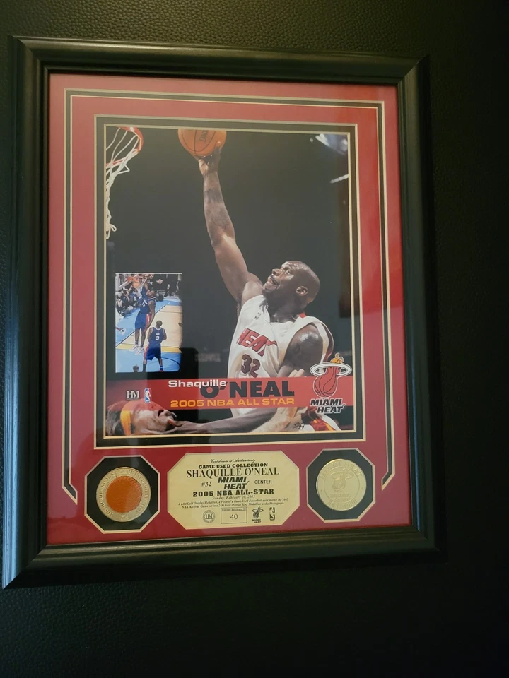 Shaq 2005 All Star Game Enmarcado Highland Mint Juego Usado Pelota, Foto y Moneda de Oro  Foto 1 de 4