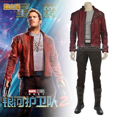 Guardianes de la Galaxia Star-Lord Disfraz Chaqueta Camiseta Pantalones Conjunto Cinturón Foto 1 de 4