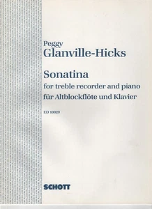 Peggy Glanville-Hicks "Sonatina for treble recorder and piano" ED 10029 SCHOTT - Picture 1 of 3