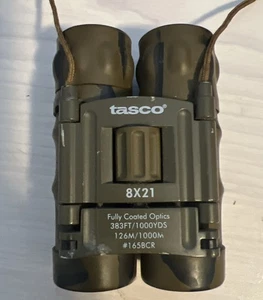 Tasco Small Binoculars Model 165BCR With Case 8x21 Outdoor Camo Tested - Picture 1 of 4