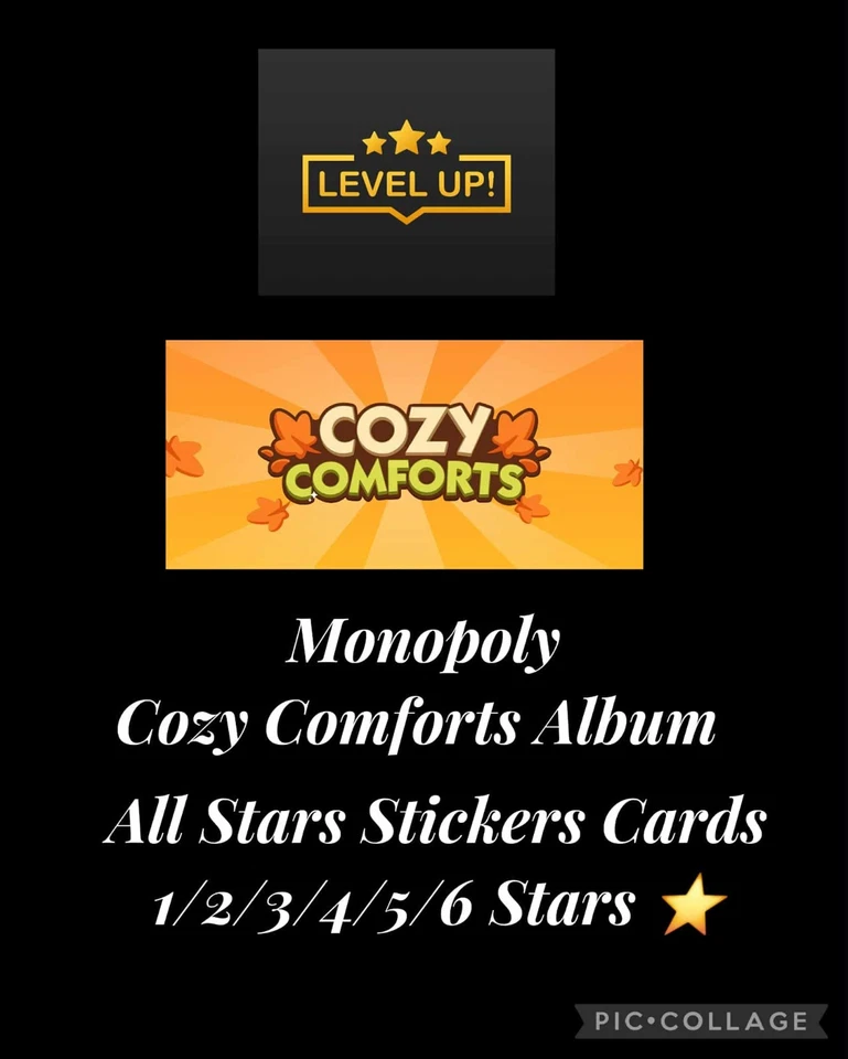 💫 Álbum Monopoly Go Cozy Comforts 1⭐-6⭐Todas las pegatinas Entrega rápida Mejor precio Foto 1 de 1