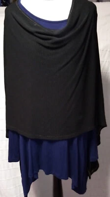 Poncho Street One schwarz gefärbt Blaues Longshirt Zacken getr. - Bild 1 von 4