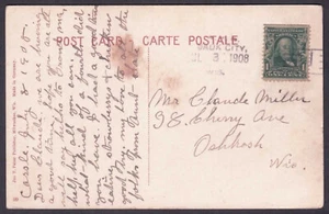 Sauk City, Wisconsin - RFD timbrato a mano annullamento percorso 1 - 1908 PPC - Foto 1 di 2