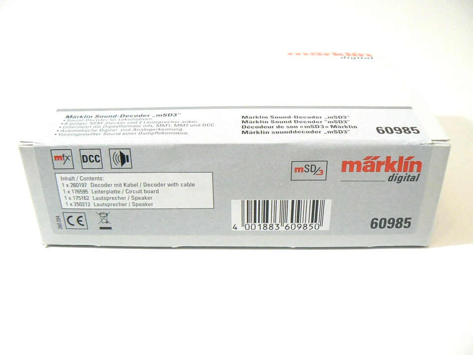 Dampflok Sound Decoder mSD3 8 pol (mfx/DCC/MM), Märklin H0 60985 neu, OVP - Bild 1 von 2