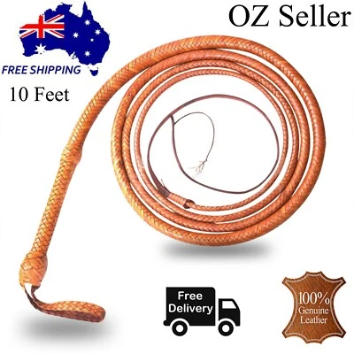 LEATHER PHOBIA Kangaroo Hide Leather BULLWHIP 10 Feet Long 16 Plait CUSTOM Heavy Duty Stockwhip