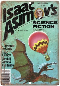 1977 - Insegna Metallo Rivista Fantascienza Isaac Asimov 12" x 9" Riproduzione - Foto 1 di 1