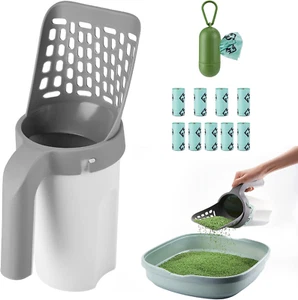 Cat Litter Scooper with Holder, Cat Litter Shovel with Waste Can Refill 135 Bags - Picture 1 of 12