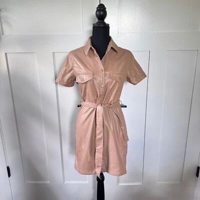 Forever 21 Faux Leather Short Sleeve Shirtdress (S) | NWT - Imagem 1 de 4