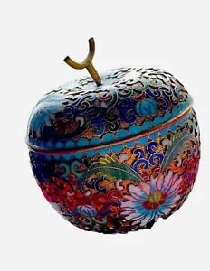Snuff box vintage cinese asiatico cloisonne mela alto dettaglio bellissimo. - Foto 1 di 9