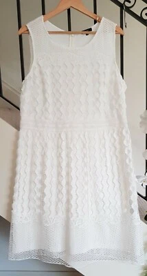 Rockmans Size 18 White Lace Lined Sleeveless Round Neck Sheath Party Midi Dress - image 1 of 4