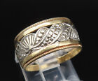 14K GOLD - Vintage Antique Two Tone Dotted Swirl Band Ring Sz 6 - GR417