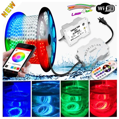 RGB LED Strip Light Rope 49.2ft, RGB+W 110V Flexible Outdoor Holiday SMD 5050  - Image 1 of 4