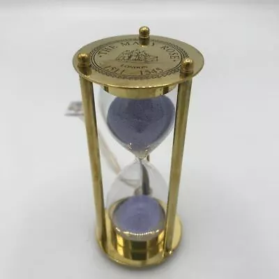 Nautical Brass THE MARY ROSE Three Minute Hourglass Purple Sand Timer, Beautiful • 14.81$