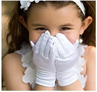 WHITE COTTON GLOVES Halloween, Ladies, Wedding, Kids,  Clown,  Cinderella,  Maid - Image 1 of 2