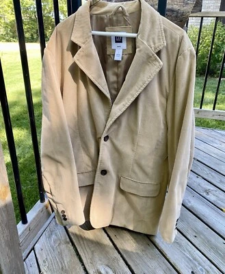 Винтажный разрыв мужской большой с подкладкой вельветовая куртка желтовато-коричневый серо-коричневый EUC кнопка карманы - Изображение 1 из 4