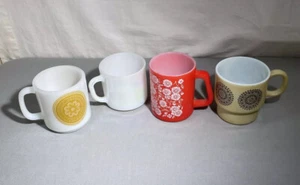 (4) VINTAGE MILK GLASS COFFEE MUGS GLASSBAKE FEDERAL - Picture 1 of 12
