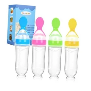Baby Food Feeder 4 Pack Silicone Baby Food Dispensing Baby Feeder Spoon Set 16 - Picture 1 of 8