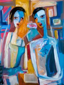 Ritratto d'arte originale dipinto olio su tela tesa 24" x 18" - Foto 1 di 4