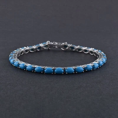 Sleeping Beauty Turquoise Tennis Bracelet With 925 Sterling Silver - Image 1 of 3