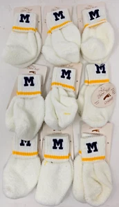 Vintage University of Michigan Baby Socks Lot of 9 Pair New Booties NOS NCAA - Picture 1 of 4