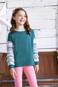 Matilda Jane Size 4 Wild About Life Sweatshirt Wonderment Blue Fair Isle Holiday - Picture 1 of 2