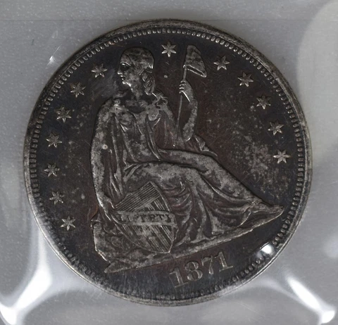 1871 w/ Motto Seated Liberty Silver Dollar - XF Cover