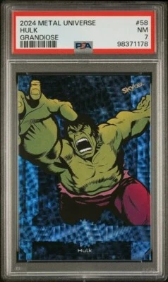 GRANDIOSE PSA 7 NM HULK 2024 METAL UNIVERSE #58 MARVEL COMIC GRADED GREEN *TPHLC - Image 1 of 2