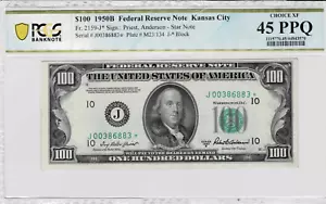 1950B $100 Federal Reserve *Star* note--fr.2159-J*--PCGS 45 PPQ---only 5 finer! - Picture 1 of 6