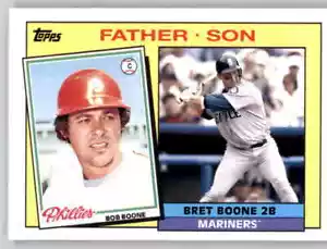 2016 Archivos Father & Son Bret Boone Bob Filis inserto MLB PWE RP Mariners - Imagen 1 de 2