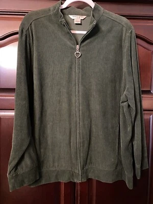 Allison Daley Green Velour Long Sleeve Zip Up Jacket With Heart Zipper - Image 1 of 3