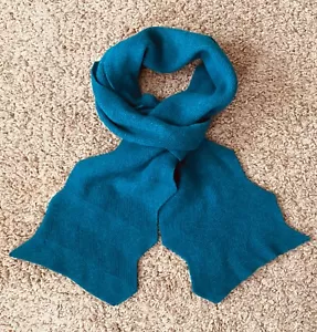 United Colors of Benetton Cerulean Blue Turquoise Wavy Edges Knit Scarf - Picture 1 of 6