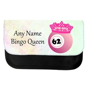 PERSONALISED BINGO QUEEN CROWN PRINT BINGO BAG PENCIL CASE SCHOOL GIFT BIRTHDAY - Picture 1 of 4