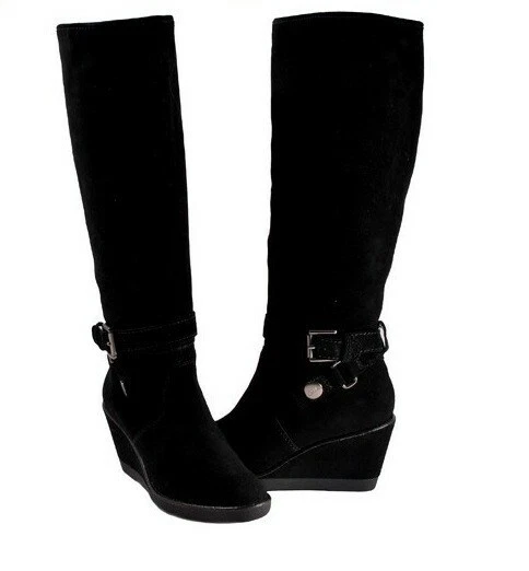 Botas hasta la rodilla Coach Candid negras de gamuza con cuña de moda 8,5 Foto 1 de 1