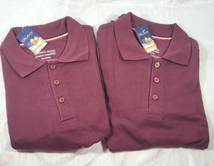 2 Galaxy Boy's School Uniform Short Sleeve Polos - Burgundy - Sz XL 14/16 - Picture 1 of 2